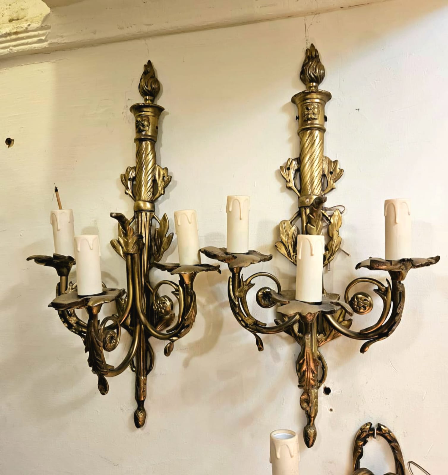 French Empire Bronze Wall Sconce – 4 Light Gilt Wall Candelabra