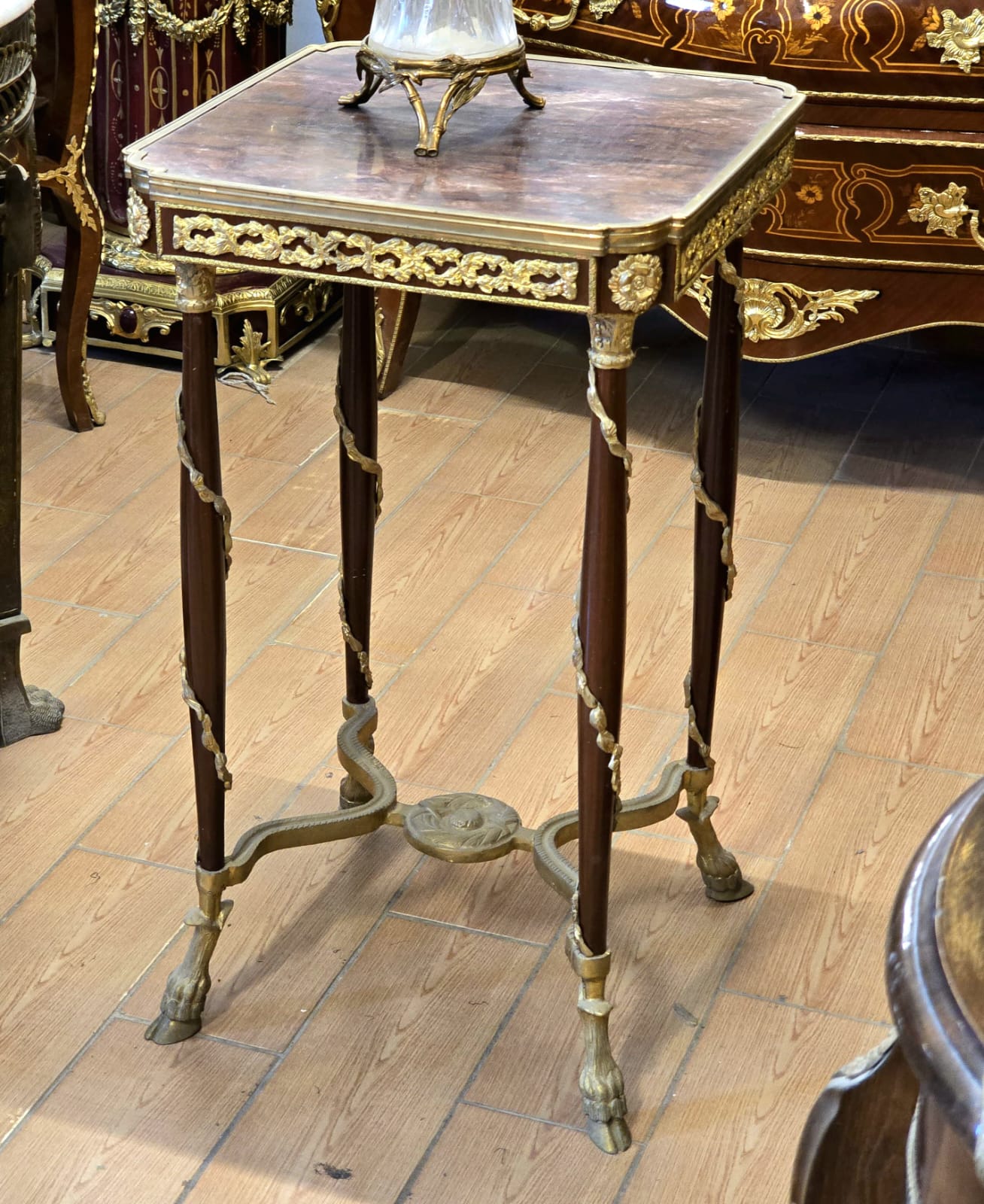 Louis XVI Gueridon Table with Bronze Hoof Feet & Ormolu Gallery