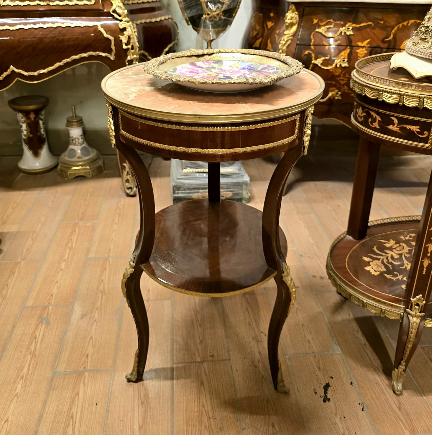 Elegant French Louis XVI Occasional Table with Marble Top and Ormolu Details