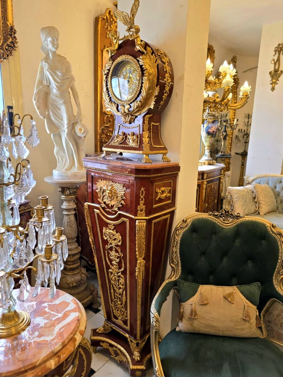 French Empire Pedestal Stand with Gold Leaf Accents & Bronze Mounted Details