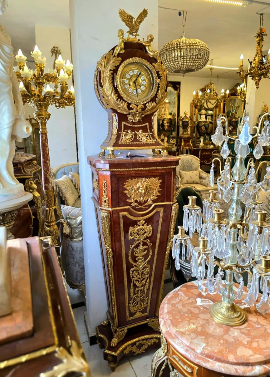 French Empire Pedestal Stand with Gold Leaf Accents & Bronze Mounted Details