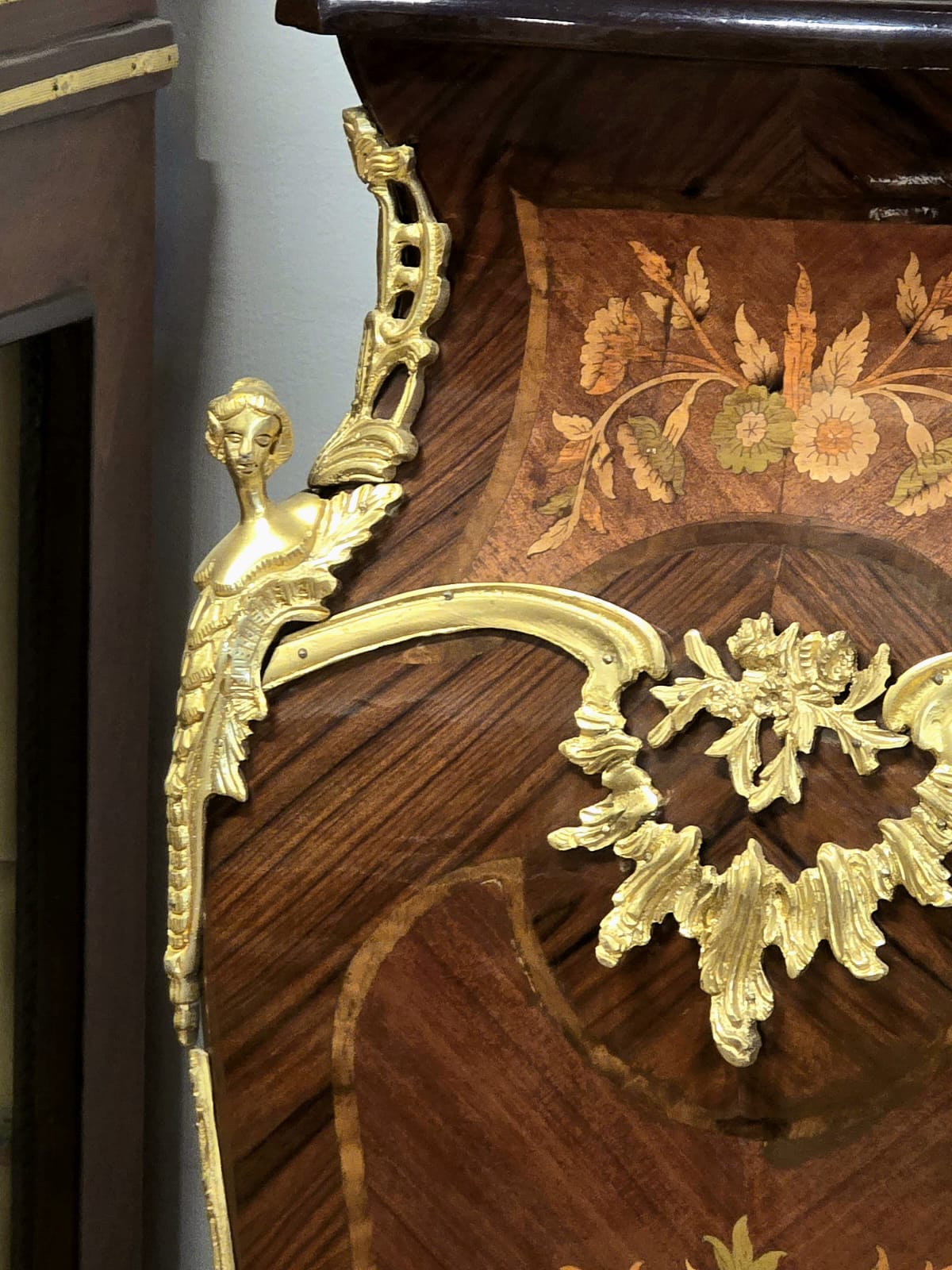 French Louis XV Bombe Chest with Marble Top, Three Drawers & Gilded Bronze Ormolu Mounts