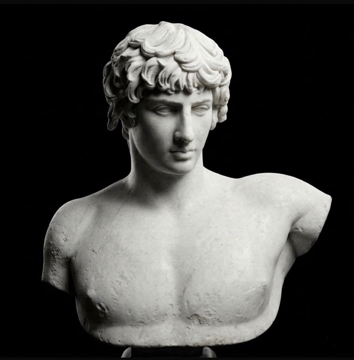 One-of-a-Kind Hand-Carved Natural Marble Bust Sculpture – Bust of Antinous