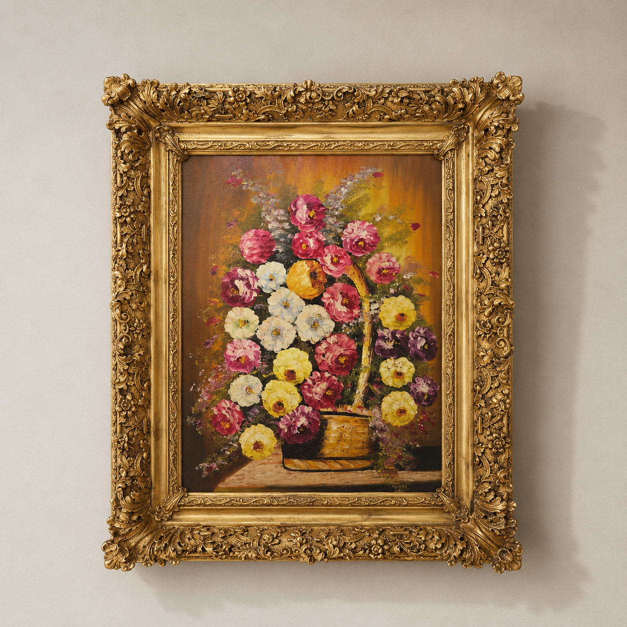 Old-Fashioned Floral Wall Art – Cotton Fabric Print