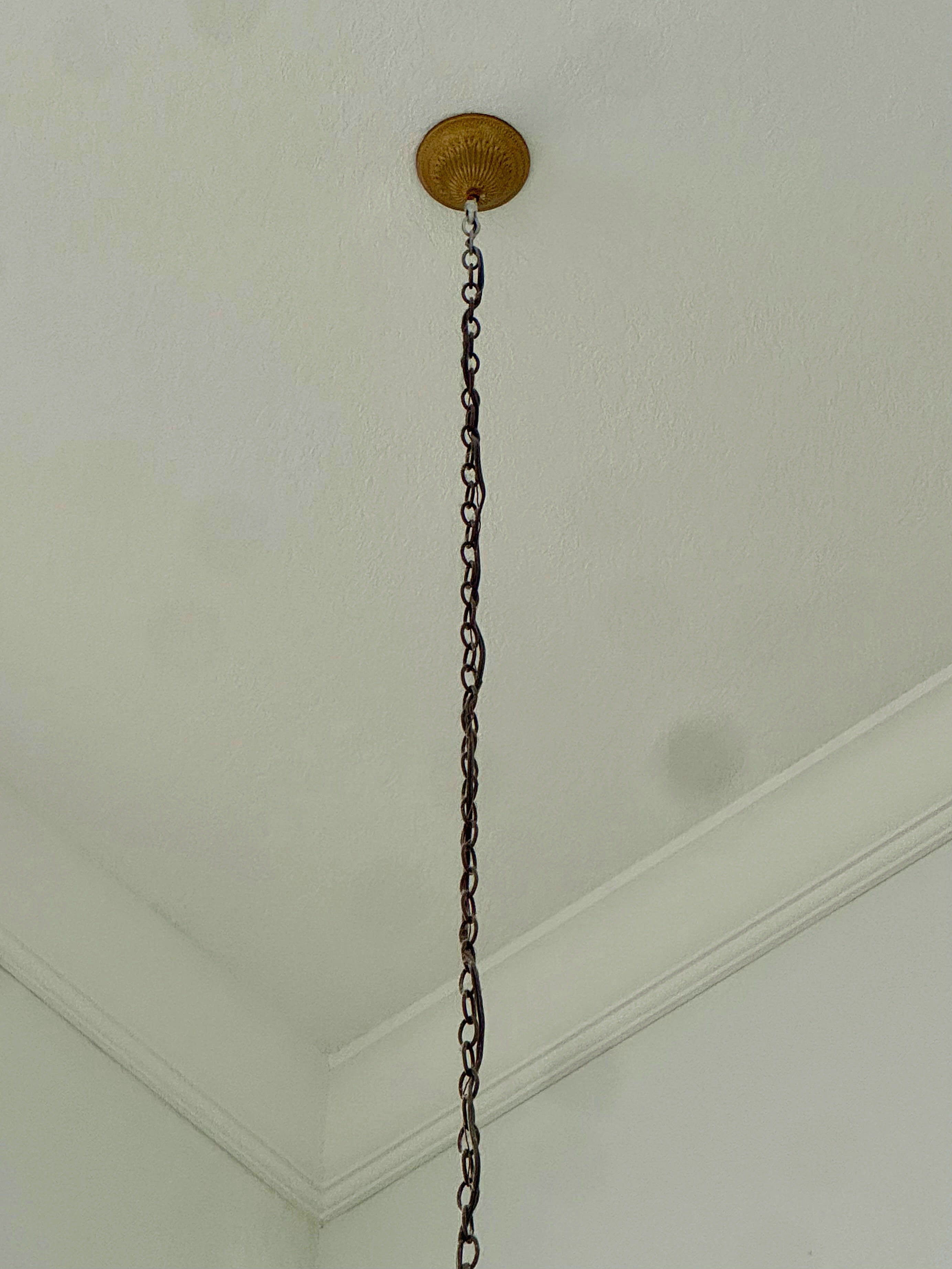 French Empire Vintage 26"H Set of 2 (ceiling to bottom 32”) Neoclassical Alabaster & Heavy Gilded Brass Chandelier 9 Bulbs