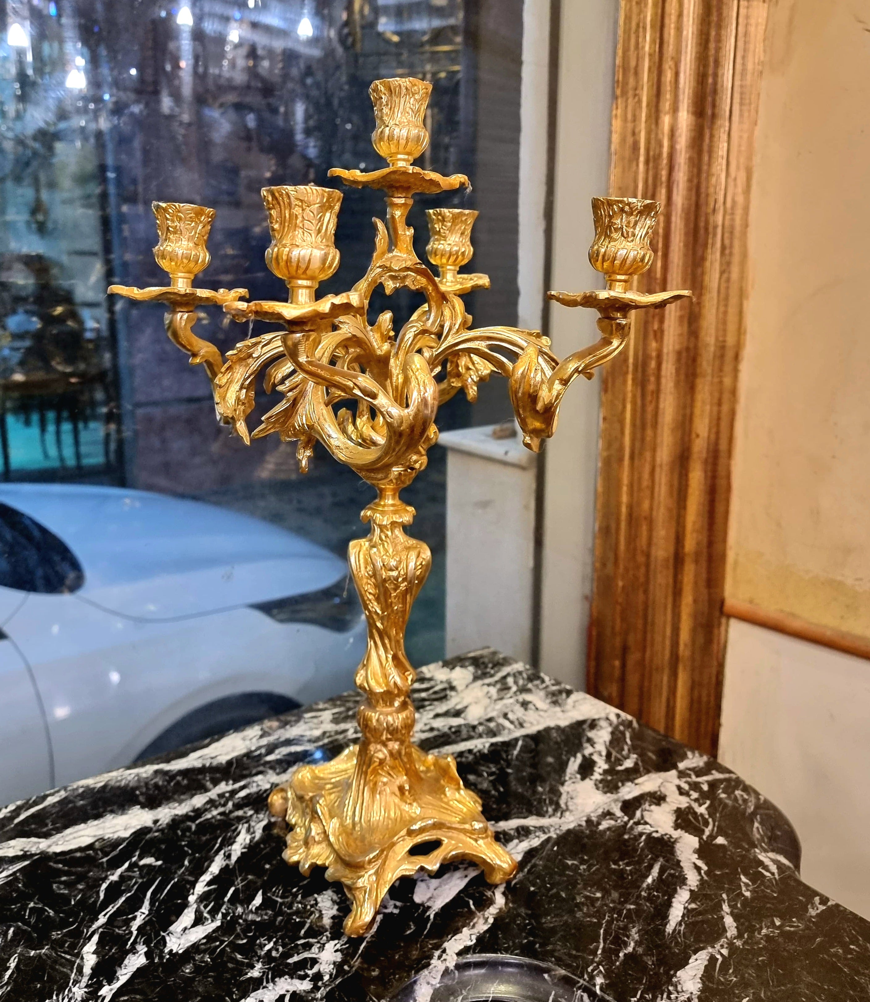 Luxury French Rococo Clock Garniture Set with Gilt Bronze Candelabras – 3 Pieces Set