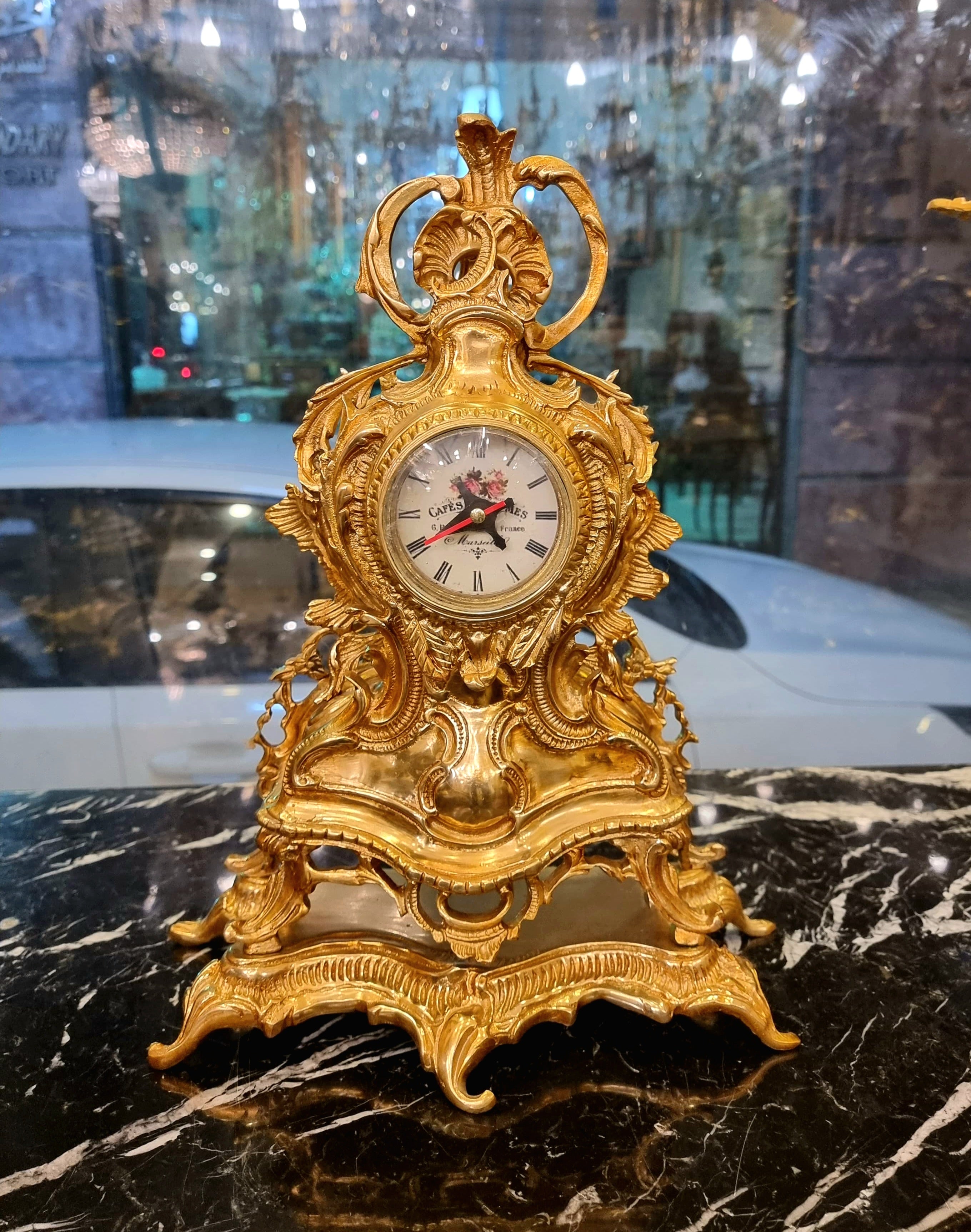 Luxury French Rococo Clock Garniture Set with Gilt Bronze Candelabras – 3 Pieces Set