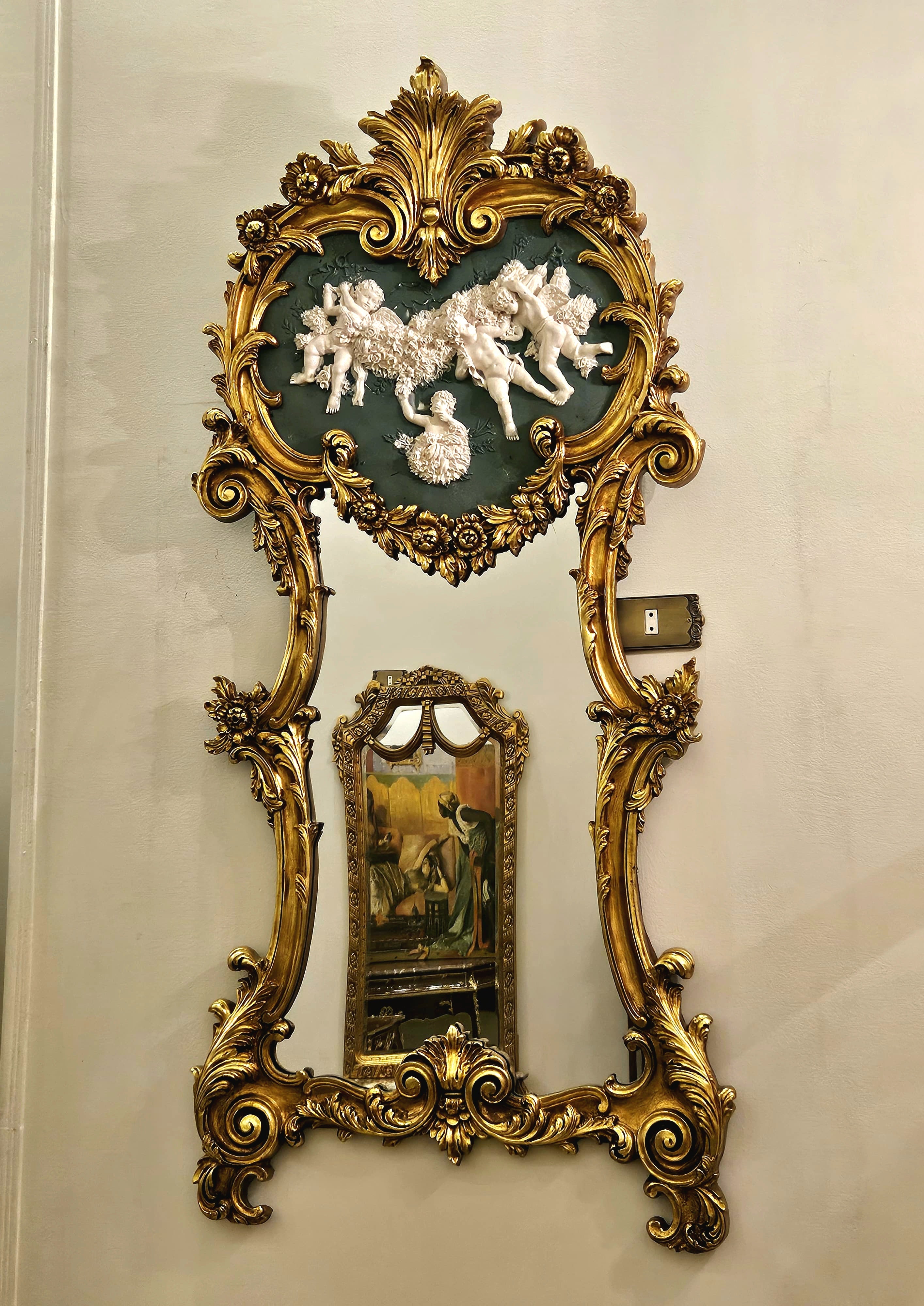 Baroque Rococo Wall Mirror – Ornate Antique French Frame, 59"H, Multiple Finishes